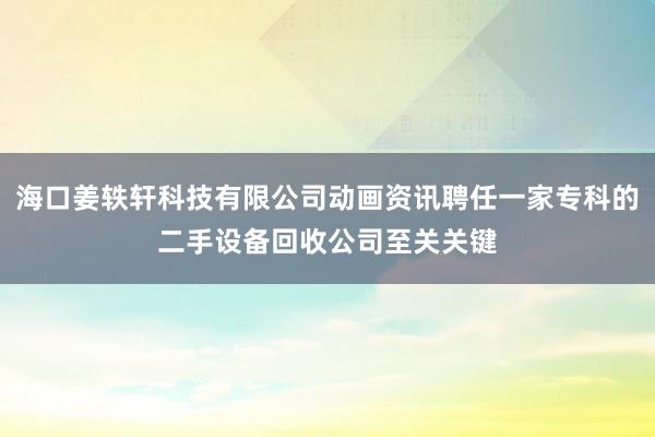 海口姜轶轩科技有限公司动画资讯聘任一家专科的二手设备回收公司至关关键