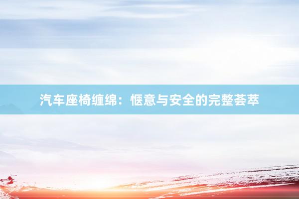汽车座椅缠绵：惬意与安全的完整荟萃